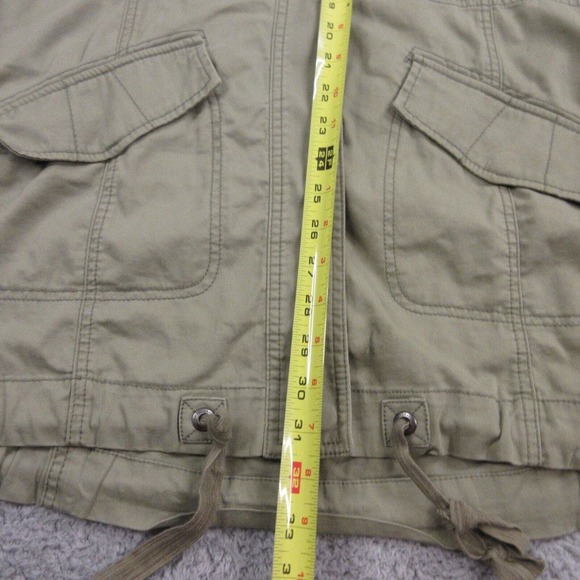 Abercrombie & Fitch Womens Military Jacket size L Packable Hood Green - Picture 9 of 12